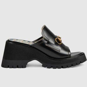 GUCCI Women's mid-heel slide sandal with Horsebit 36.5